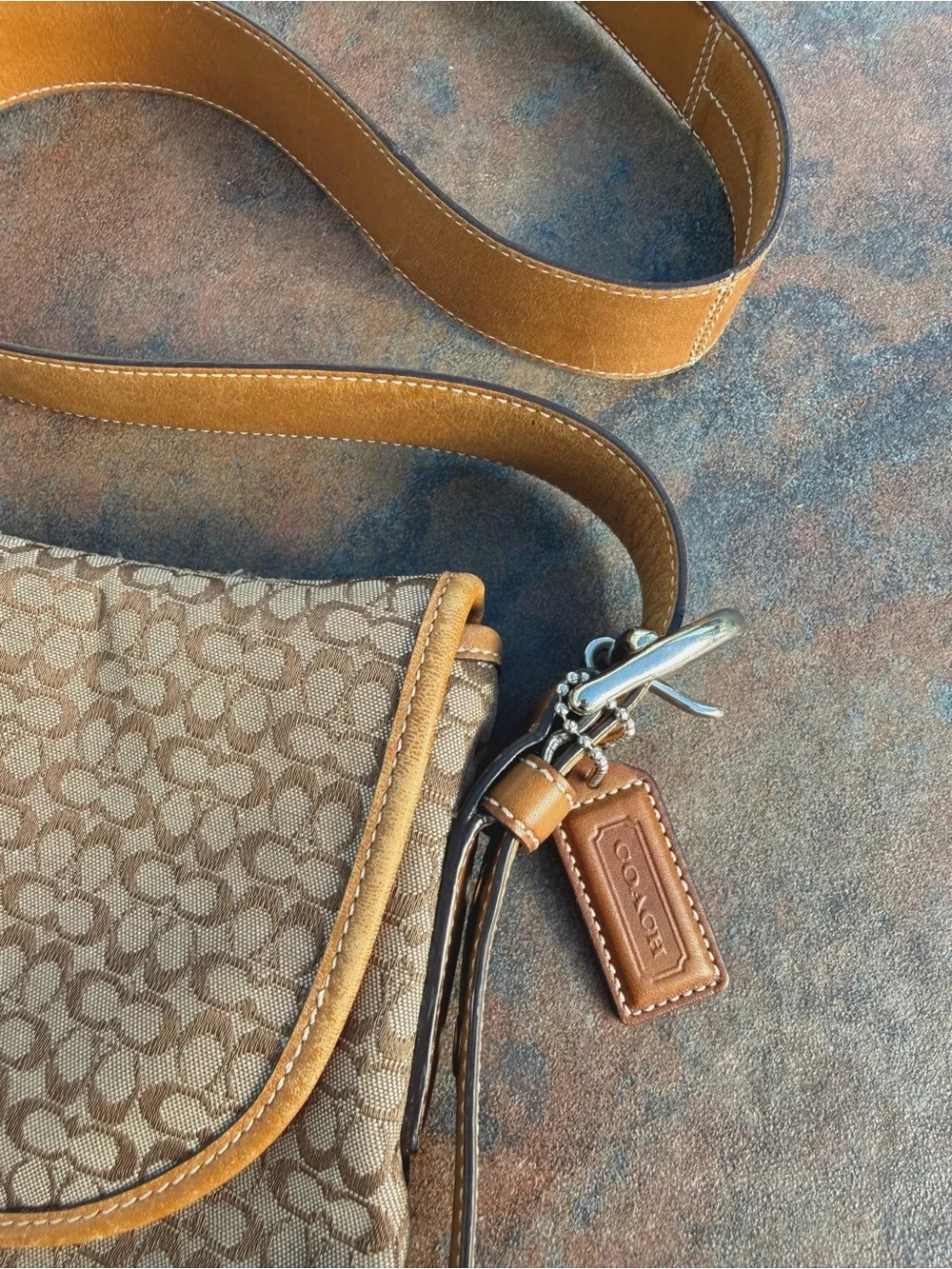 Vintage 2004 Coach Soho Signature Buckle Flap Bag, Silver Hardware